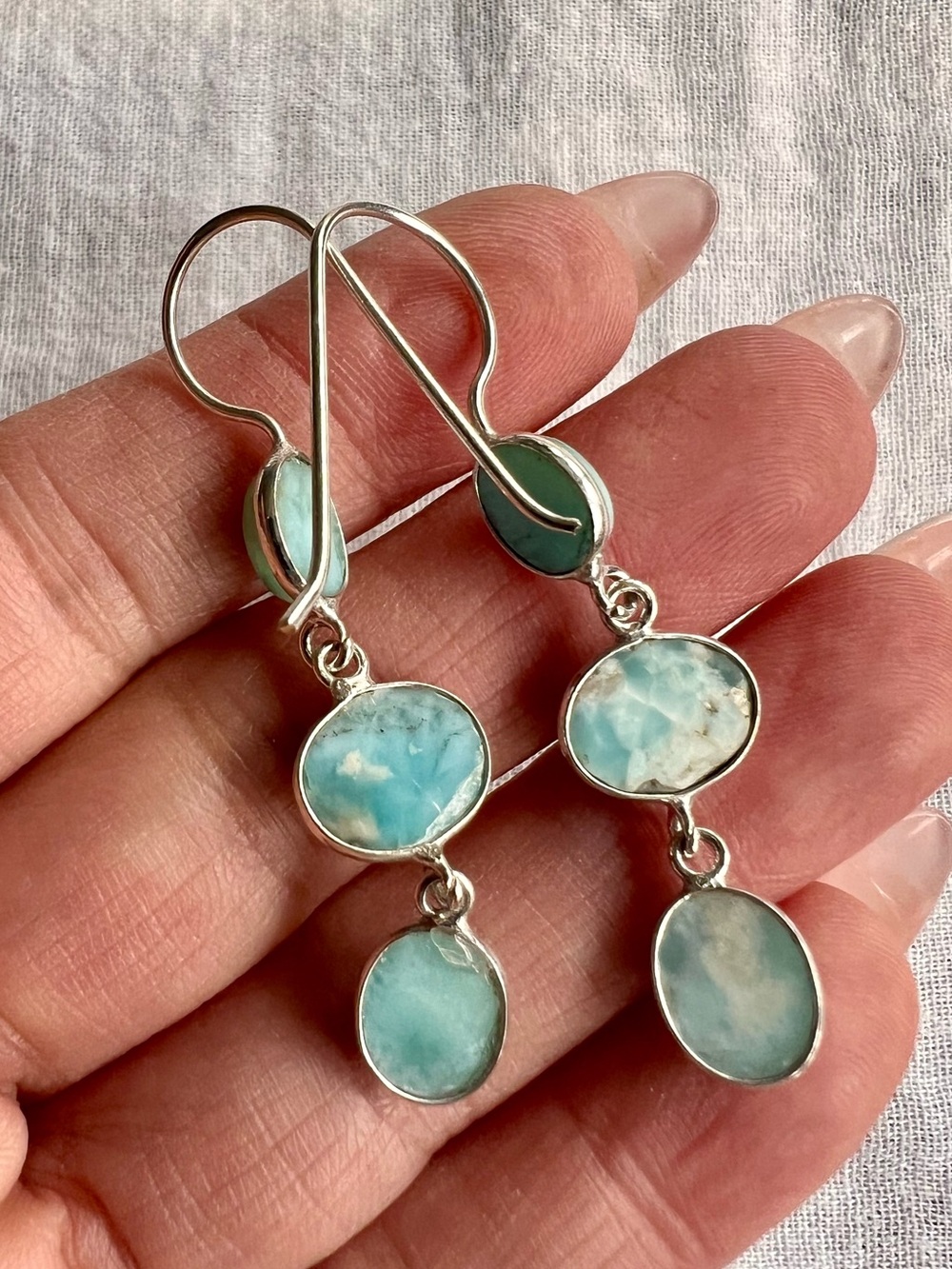 925 Choose from 4! Caribbean LARIMAR Dangle Earrings! - Picture 6 of 7